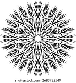 Vector feather flame mandala ornament with Balinese inspired ethnic style, abstract decorative pattern for modern surface design