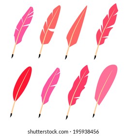 Vector feather. Four variants of color.