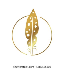 vector feather in gold color