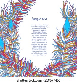 Vector feather hand-drawn isolated background template