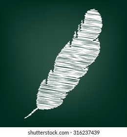 Vector feather icon with chalk effect 
