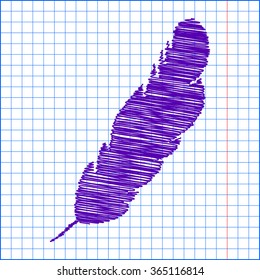 Vector feather icon with with pen and school paper effect 