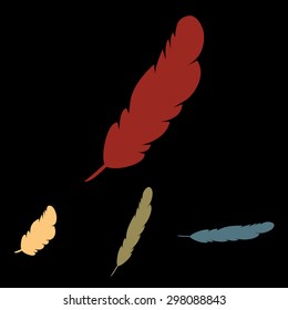 Vector feather icon  set. Isometric effect