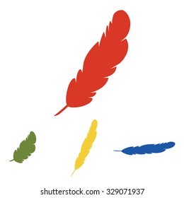 Vector feather icon  set. Isometric effect