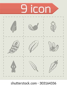Vector feather icon set on grey background