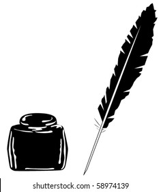 vector feather and ink