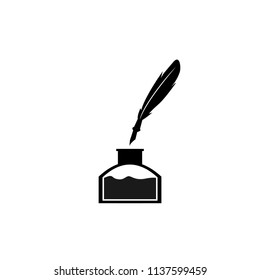 Vector feather and ink bottle icon