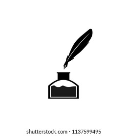 Vector feather and ink bottle icon