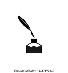 Vector feather and ink bottle icon