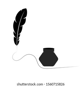 Vector feather and ink bottle icon