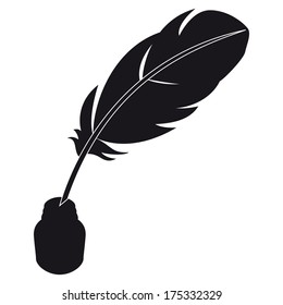 Vector feather and ink bottle icon