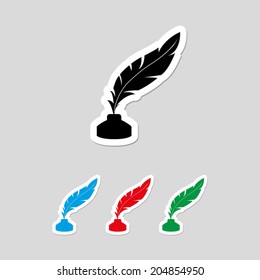 Vector feather and ink bottle icon