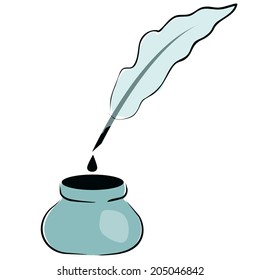 Vector feather and ink bottle icon