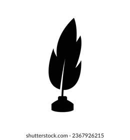 Icono de pluma de vector y botella de tinta