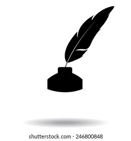 Vector feather and ink bottle icon 