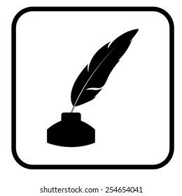 Vector feather and ink bottle icon