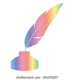 Vector feather and ink bottle icon 