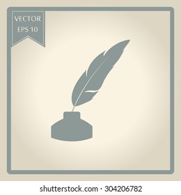 Vector feather and ink bottle icon