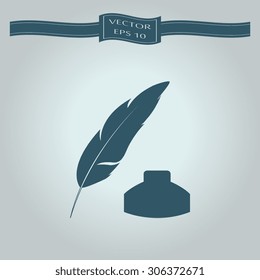 Vector feather and ink bottle icon