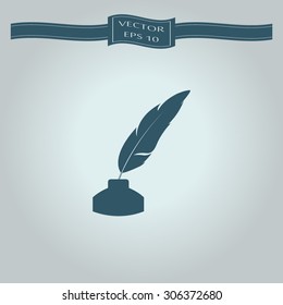 Vector feather and ink bottle icon