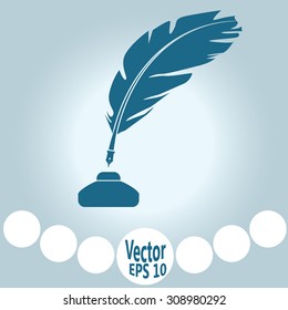 Vector feather and ink bottle icon