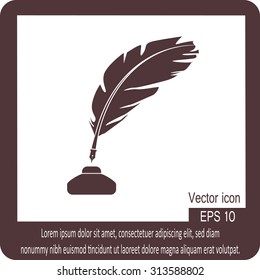Vector feather and ink bottle icon