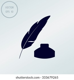 Vector feather and ink bottle icon 