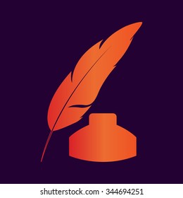 Vector feather and ink bottle icon