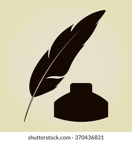 Vector feather and ink bottle icon 