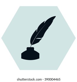 Vector feather and ink bottle icon 