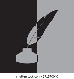 Vector feather and ink bottle icon 