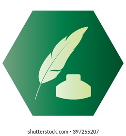 Vector feather and ink bottle icon 