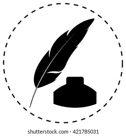Vector feather and ink bottle icon 