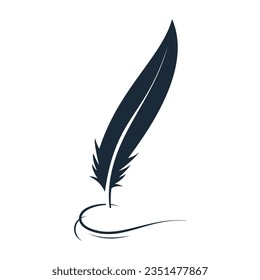 vector feather ink inspiration. feather pen ink signature symbol. set of abstract signature feather pen logo design template on editable white background