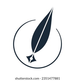 vector feather ink inspiration. feather pen ink signature symbol. set of abstract signature feather pen logo design template on editable white background