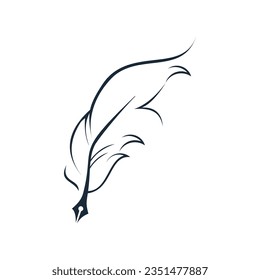 vector feather ink inspiration. feather pen ink signature symbol. set of abstract signature feather pen logo design template on editable white background