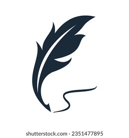 vector feather ink inspiration. feather pen ink signature symbol. set of abstract signature feather pen logo design template on editable white background