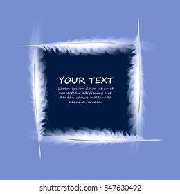 Vector feather on a blue background. Vintage tribal feather. Feather for the letter. Space for text can be used for invitations, poster or greeting cards.Vector illustration