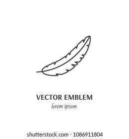 Vector Feather outline sign, icon line style pictogram isolated on white background. 