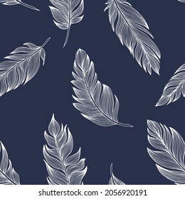 Vector feather pattern. Hand drawn color illustration. Vector 10 EPS.