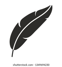 Vector feather pen icon. Writing tool,  monochrome flat symbol isolated. Feather sign, logo illustration.