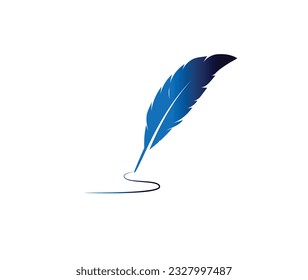vector feather pen illustration . feather logo design and template 