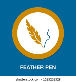 vector feather pen illustration, quill art symbol - graphic design
