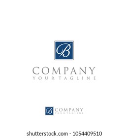 vector Feather pen with letter b.logo icon