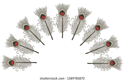 Vector feather placement print. Simple doodle panache hand drawn. Great for invitation, tshirt print, sticker, decor, fashion.
