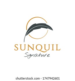 Vector Feather Signature Logo Design Template