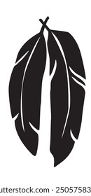 Vector feather silhouette isolated on white background. Feather of bird. Vector illustration EPS 10.