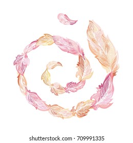Vector Feather Swirl Illustration
Boho style fall card with spiral design element on white background