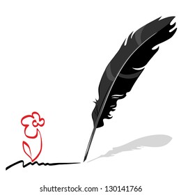 Vector feather. Writing pen