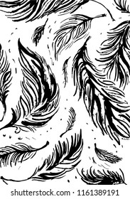 vector feathers black details